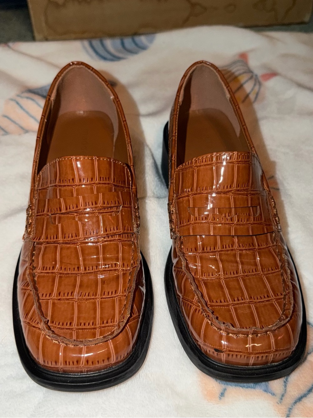 Caramel Brown Women’s Faux Croc Loafers